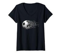 Women's Soccer Ball Exploding Hearts Player Design V-Neck T-Shirt