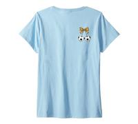 Womens Soccer Cherry Soccer Coquette Leopard Soccer Cherries Bow V-Neck T-Shirt