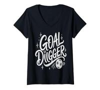 Women's Soccer Goal Getter Ambitious Athlete Design V-Neck T-Shirt