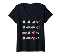 Women's Soccer Math Equation Riddle Design Solve The 67 Puzzle V-Neck T-Shirt