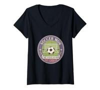 Women's Soccer Mom Like A Regular Mom But Cooler Soccer Player Mom V-Neck T-Shirt