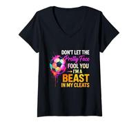 Womens Soccer Player Tshirt For Girl Goalkeeper Kick Sister Mother V-Neck T-Shirt