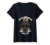 Women's Social Distancing Since 1347 Plague Doctor Funny Gothic V-Neck T-Shirt
