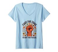 Womens Social Justice Fight For Those Without Your Privilege Retro V-Neck T-Shirt