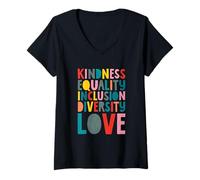 Womens Social Justice Kindness Equality Inclusion Diversity Love V-Neck T-Shirt