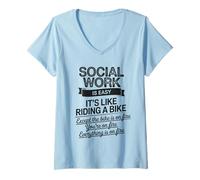 Women's Social Work is Easy Funny Sarcastic Worker Women Men V-Neck T-Shirt