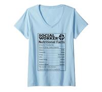 Women's Social Worker Nutritional Facts Funny Career for Men Women V-Neck T-Shirt