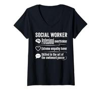 Women's Social Worker Quote Empathy Professional Overthinker Design V-Neck T-Shirt