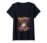 Women's Social Worker Scary Enough Without A Costume Halloween Boo V-Neck T-Shirt