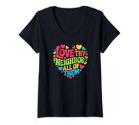 Women's Social Worker Volunteer Love Thy Neighbor All of Them V-Neck T-Shirt
