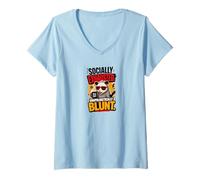 Women's Socially Exhausted Unapologetically Blunt Funny Opossum V-Neck T-Shirt