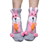 Womens Socks Bed for Women Winter Ladies Size 6-8 Uk Multipack Warm Thick Fuzzy Slipper with Grippers One Non Slip Thermal Christmas Fluffy Woolen Alpaca Cosy 4-7 Grey