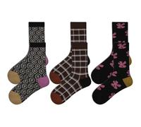 Womens Socks Brown, Soft Top Gentle Grip Ladies Socks, Breathable Cotton Casual Crew Socks Cute Funny Odd Christmas Presents Festival Bithday Gifts, Original Patterns & Colorways, 3pairs One Size