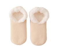 Womens Socks Women's Winter Thick Couple's Short Shoes and Socks Lamb's Wool Warm Plush Floor Socks Mum Birthday Gifts (Beige, One Size)
