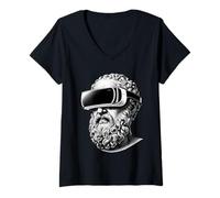 Womens Socrates Modern Art Funny Parody Renaissance Pop Culture V-Neck T-Shirt