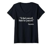 Womens Socrates Quote - to find Yourself, Think for Yourself. V-Neck T-Shirt