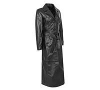 Womens Soft Black Leather Full Length Coat Ankle Long Overcoat Matrix Trench - Foxy (14)