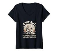 Women's Soft But Feralasaurus Emotionally Complicated V-Neck T-Shirt
