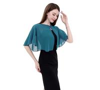 Women's Soft Chiffon Capelets for Women Shawls and Wraps for Evening Dress Wedding Cape Bole Cover Up (Tea), Turquoise