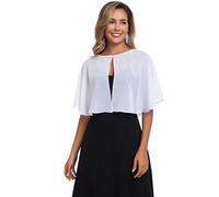 Women's Soft Chiffon Lace Capelets for Women Shawls and Wraps for Evening Dress Wedding Cape Bole Cover Up, Ivory, One Size