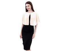 Women's Soft Chiffon Lace Capelets for Women Shawls and Wraps for Evening Dress Wedding Cape Bole Cover Up, Light Champagne, One Size