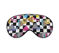 Women's Soft Eye Shade Cover, Airplane Travel Adjustable Strap Sleep Eye Mask, Black White Checkered Zebra Tiger Leopard Print Vintage Retro 80s 90s