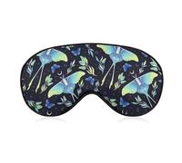 Women's Soft Eye Shade Cover, Airplane Travel Adjustable Strap Sleep Eye Mask, Butterfly Moon Stars Moth Leaves