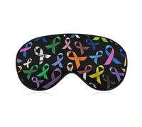 Women's Soft Eye Shade Cover, Airplane Travel Adjustable Strap Sleep Eye Mask, Cancer Awareness Ribbon
