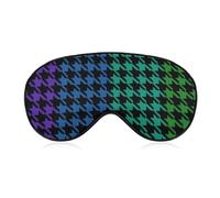 Women's Soft Eye Shade Cover, Airplane Travel Adjustable Strap Sleep Eye Mask, Colorful Houndstooth Purple Blue Teal Green