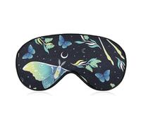 Women's Soft Eye Shade Cover, Airplane Travel Adjustable Strap Sleep Eye Mask, Goth Moon Moth Butterfly