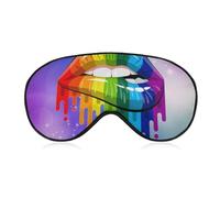 Women's Soft Eye Shade Cover, Airplane Travel Adjustable Strap Sleep Eye Mask, LGBT Gay Homosexual Lesbian Rainbow Lips