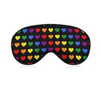 Women's Soft Eye Shade Cover, Airplane Travel Adjustable Strap Sleep Eye Mask, LGBT Pride Rainbow Flag Love Hearts