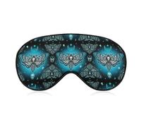 Women's Soft Eye Shade Cover, Airplane Travel Adjustable Strap Sleep Eye Mask, Occultism Goth Moth Dead Skull Moon