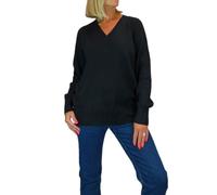 Women's Soft Knit V Neck Jumper Ladies Wool-Like Feel Pullover Sweater, Comfortable Everyday Wear Black 8-22 (S, 8-10)