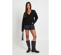 Womens Soft Knitted Pointelle Cardigan - Black - L, Black
