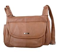 Womens Soft Leather Handbag/Shoulder/Cross Body Bag with Multiple Pockets - Tan