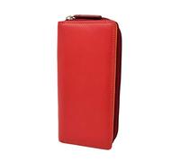 Womens Soft Leather Purse Envelope Clutch Style Notecase Card Holder Calgary (Red Multi)