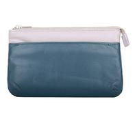 Womens Soft Leather RFID Protected Handy Money/Credit Card/Phone Pouch/Purse - Ivory/Teal