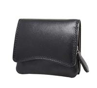 Womens Soft Leather Trifold Purse Small Clutch Style Card Holder Carmel (Black)