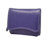 Womens Soft Leather Trifold Purse Small Clutch Style Card Holder Carmel (Purple)