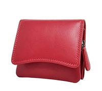 Womens Soft Leather Trifold Purse Small Clutch Style Card Holder Carmel (Red)