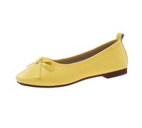 Women's Soft Leather Wide Ballet Flat lip On Bow Knot Soft Cushion Square Toe Single Loafer Shallow Mouth Temperament Evening Shoes Breathable Comfort Flat Shoes for Casual Beach (Yellow, 6-6)