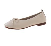 Women's Soft Leather Wide Ballet Flat lip On Bow Knot Soft Cushion Square Toe Single Loafer Shallow Mouth Temperament Evening Shoes Breathable Comfort Flat Shoes for Casual Beach (White, 6-6)
