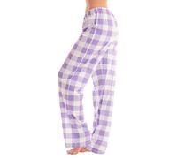 Womens Soft Lounge Sleep Pants Women's Trousers Cropped Pyjamas for Women Classic Plaid/Gradient Printed Stretch Drawstring Long Wide Leg Pyjama Bottoms (Light Purple, S)