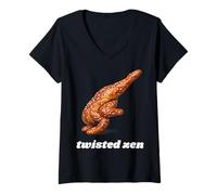 Women's Soft Pretzel Twisted Zen One-Legged Crow Pose Meditation V-Neck T-Shirt