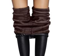 Women's Soft PU Thermal Leggings Thick Fleece Lined Winter Running Trousers Stretchy High Waisted Fleece Warm Leggings Faux Leather Wet Look Pants Tights for Hiking Workout Yoga Gym Running (C, XXXXL)