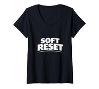 Women's Soft Reset Minimal Funny Personal Status Statement V-Neck T-Shirt
