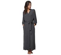 Women's Soft Robes Long Bath Robes Full Length Kimonos Sleepwear Dressing Gown,Solid Color, Dark Grey, Large