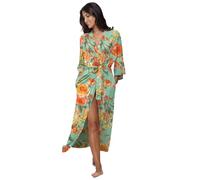 Women's Soft Robes Long Bath Robes Full Length Kimonos Sleepwear Dressing Gown,Solid Color, Greenblue#floral, Medium