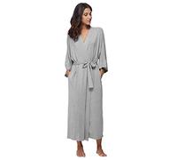 Women's Soft Robes Long Bath Robes Full Length Kimonos Sleepwear Dressing Gown,Solid Color - grey - Medium